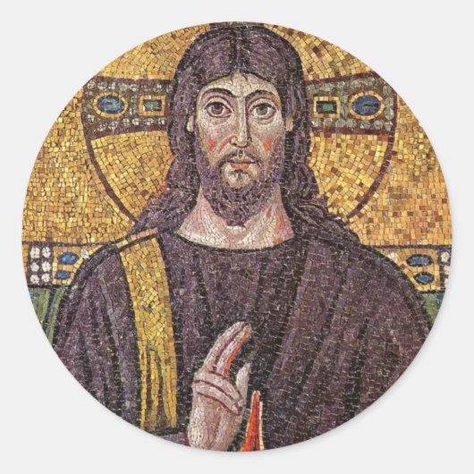 Jesus Mosaic Ronde Sticker (Voorkant)