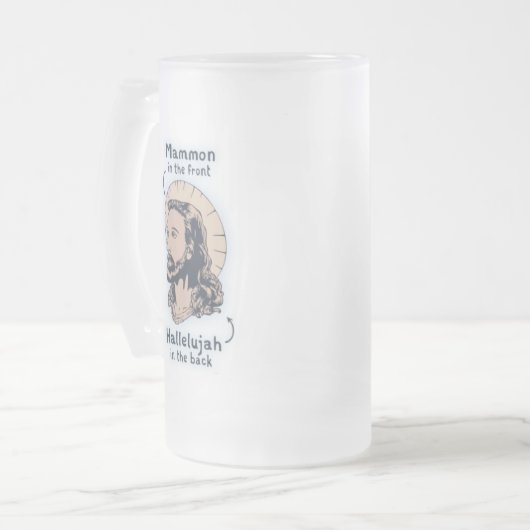 Jesus Mullet Matglas Bierpul (Voorkant links)