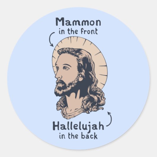 Jesus Mullet Ronde Sticker (Voorkant)