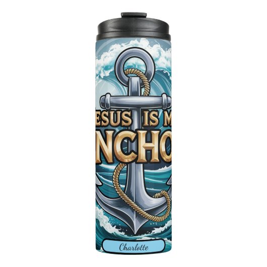 Jesus My Anchor Stormy Zeeen Thermosbeker (Voorkant)