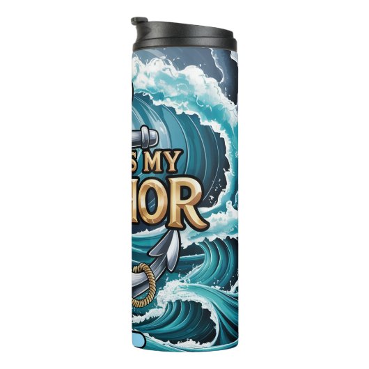 Jesus My Anchor Stormy Zeeen Thermosbeker (Geroteerd rechts)