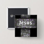 Jesus My Rock Vierkante Button 5,1 Cm (Voorkant /achterkant)