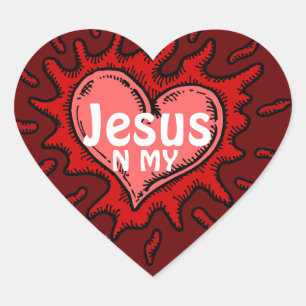 Jesus N my HEART Hart Sticker
