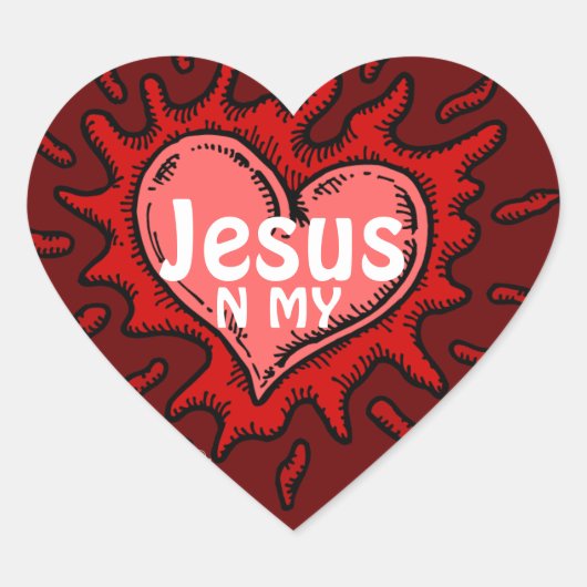 Jesus N my HEART Hart Sticker (Voorkant)