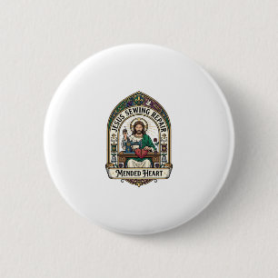 Jesus Naai Herstel Hersteld Hart Jesus Naai Herste Ronde Button 5,7 Cm