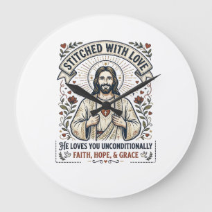 Jesus Naait Shirt Christelijke Grafiek_1 Grote Klok