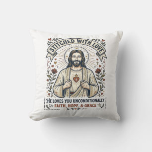 Jesus Naait Shirt Christelijke Grafiek_1 Kussen
