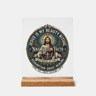 Jesus Nagel Tech Nagel Artiest T-shirt Inspirerend Acryl Bord