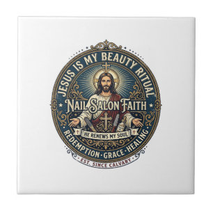 Jesus Nagel Tech Nagel Kunstenaar T-shirt Inspirer Tegeltje