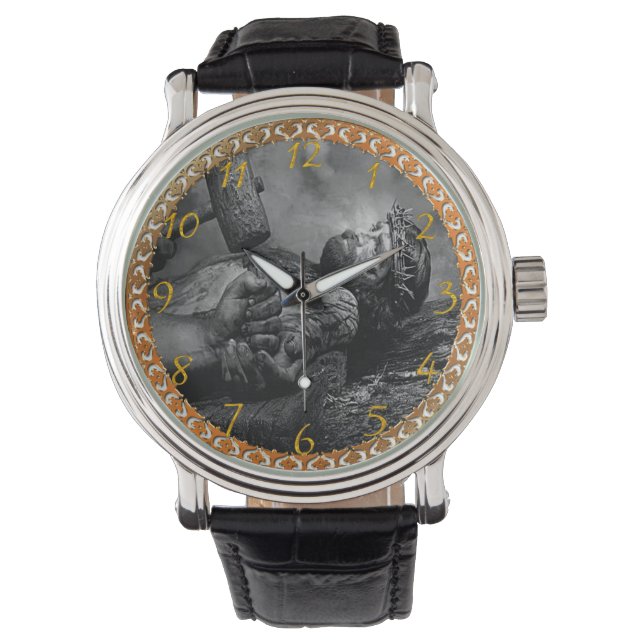 Jesus Nailed Large Clock Horloge (Voorkant)