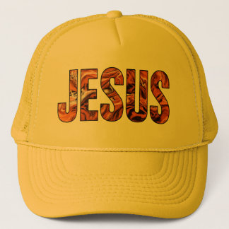 Jesus name on a cap trucker pet