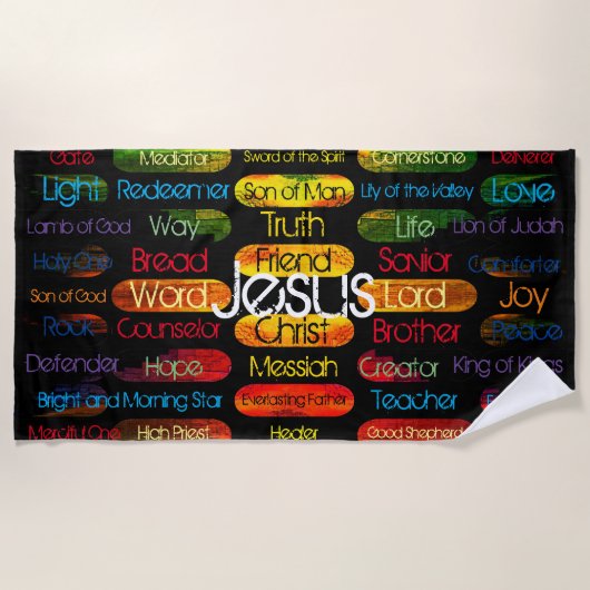 Jesus Names and Attributes Yoga Mat Strandlaken (Voorkant)