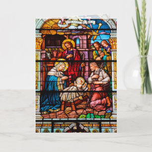 Jesus Natitivity Scene in Glas in lood Feestdagen Kaart