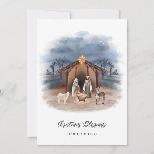 Jesus Natitivity St. Joseph Virgin Mary Christelij Feestdagenkaart (Voorkant)