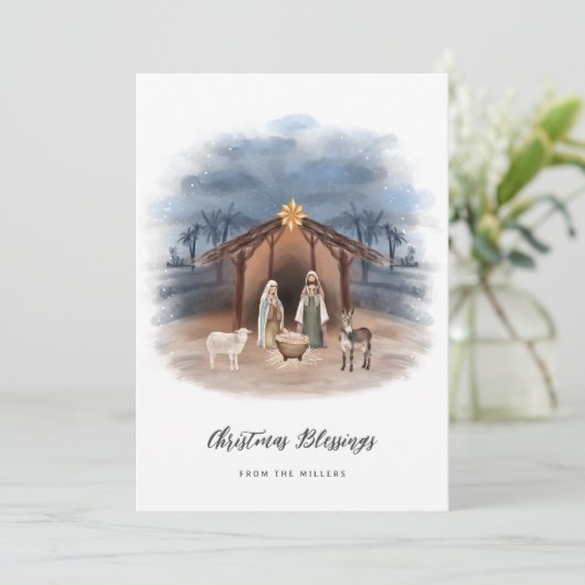 Jesus Natitivity St. Joseph Virgin Mary Christelij Feestdagenkaart (Staand voorkant)