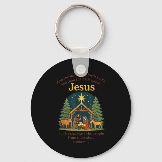 Jesus Nativity Christian Christmas Bible Pjs Toddl Sleutelhanger (Voorkant)