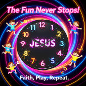 Jesus Neon Splatter Glow Grote Klok