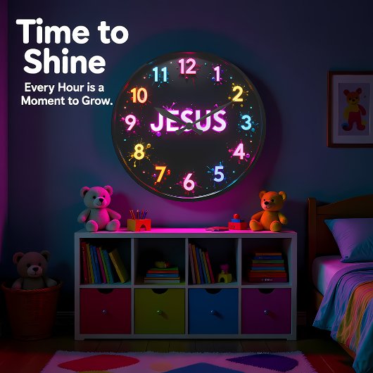 Jesus Neon Splatter Glow Grote Klok
