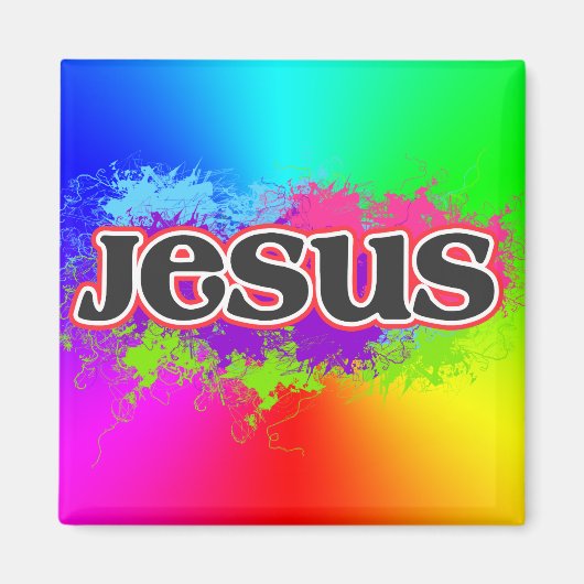 Jesus Neon Static (regenboog) Magneet (Voorkant)
