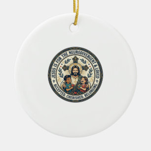 Jesus Neurodivergente Moedigings T-Shirt Inspirati Keramisch Ornament