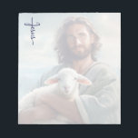 Jesus  notitieblok<br><div class="desc">This notepad is shown with an art print of Jesus. 
This is shown in an opaque print so you can write on it.
Customize this item or buy as is.




Licensed Image</div>