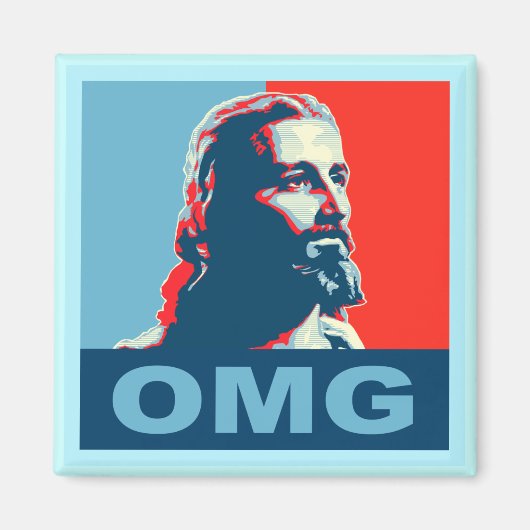 Jesus OMG magneet vierkant (Voorkant)