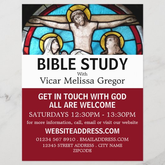 Jesus on the Cross, Christian Bible Class Advert Flyer (Voorkant)