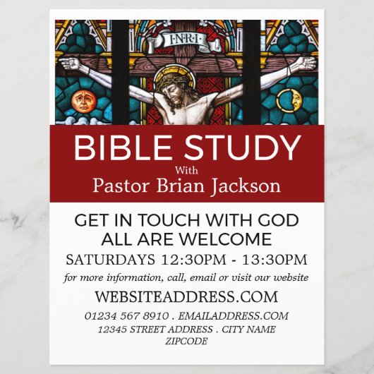 Jesus on the Cross, Christian Bible Class Advert Flyer (Voorkant)