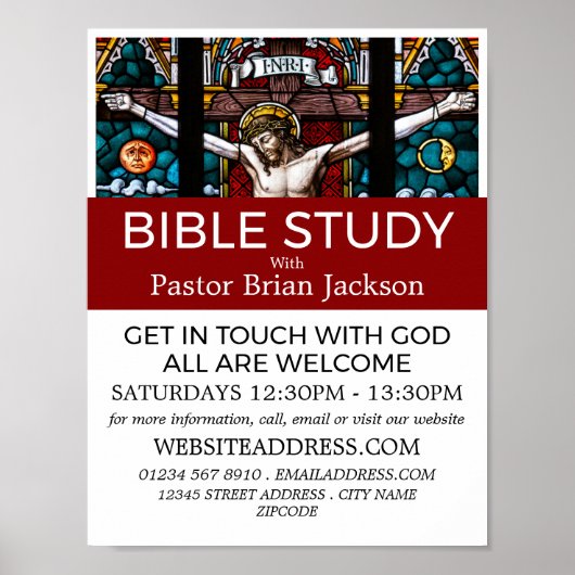 Jesus on the Cross, Christian Bible Class Advert Poster (Voorkant)