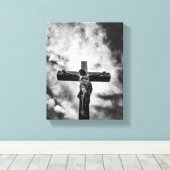 Jesus on the Cross – Faith and Redemption Canvas   Afdruk (Insitu (Houten vloer))