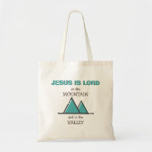 JESUS OP Bergte in Valley Custom BLAUWGROEN Tote Bag (Voorkant)