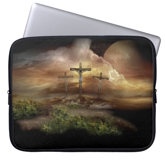 JESUS OP DE KROS LAPTOP SLEEVE (Voorkant)