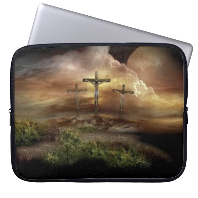 JESUS OP DE KROS LAPTOP SLEEVE (Voorkant)