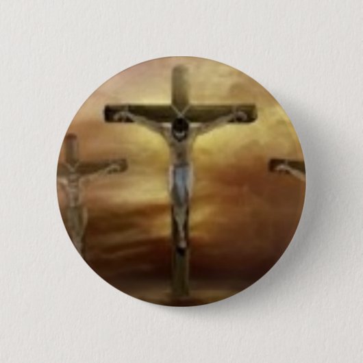 JESUS OP DE KROS RONDE BUTTON 5,7 CM (Voorkant)