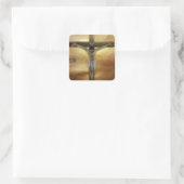 JESUS OP DE KROS VIERKANTE STICKER (Tas)