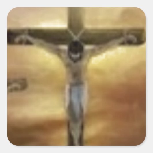 JESUS OP DE KROS VIERKANTE STICKER (Voorkant)