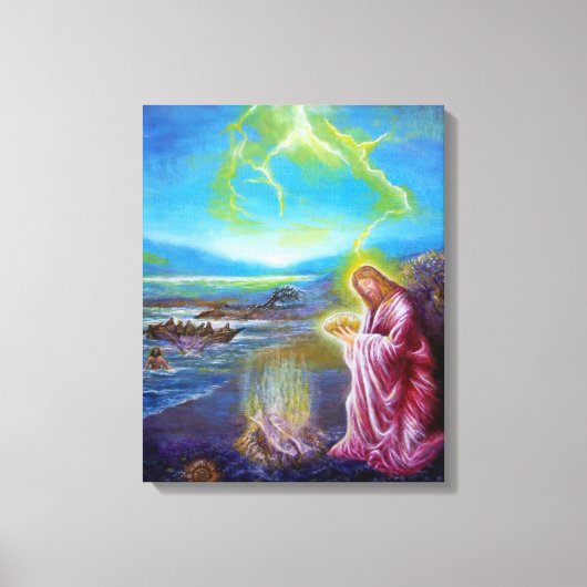 JESUS OP DE SEASHORE, Sint-John 21 Canvas Afdruk (Voorkant)