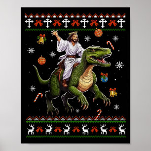 Jesus op Dinosaurus Grappige Meme Lelijke Kersttru Poster