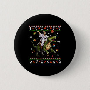 Jesus op Dinosaurus Grappige Meme Lelijke Kersttru Ronde Button 5,7 Cm