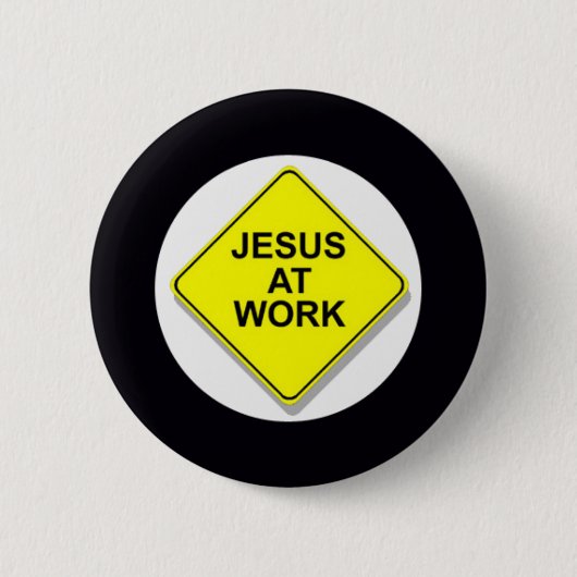 JESUS OP HET WERK RONDE BUTTON 5,7 CM (Voorkant)