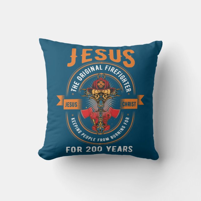 Jesus Original Firefighter Faith Cross Christian Kussen (Voorkant)
