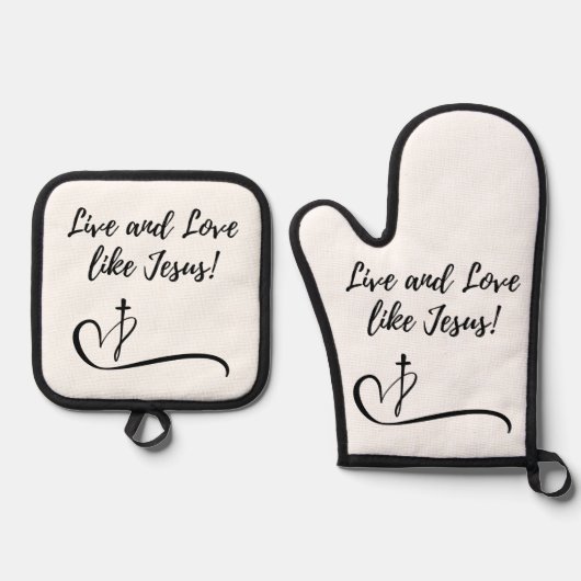 Jesus Oven Mitt en Pot Holder Ovenwant & Pannenlap Set (Voorkant)