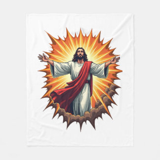 Jesus Overwinning Uitbarsting Vintage Gravure Shir Fleece Deken