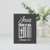 Jesus Paid all Price Barcode God Christelijk Briefkaart (Staand voorkant)