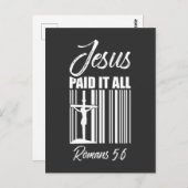 Jesus Paid all Price Barcode God Christelijk Briefkaart (Voorkant / Achterkant)