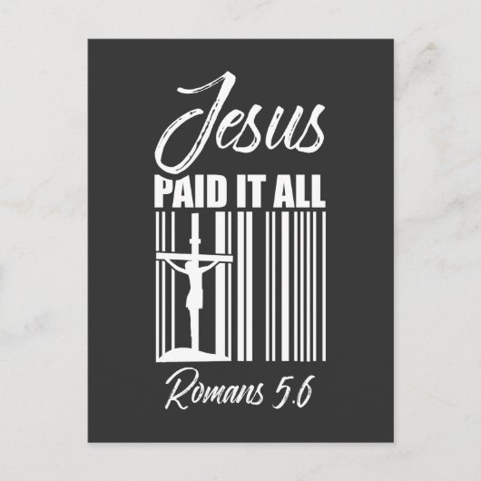 Jesus Paid all Price Barcode God Christelijk Briefkaart (Voorkant)