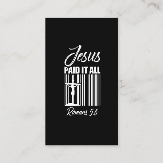 Jesus Paid all Price Barcode God Christelijk Visitekaartje (Voorkant)