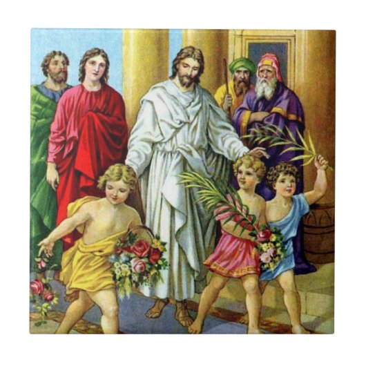 Jesus Palm Sunday Tile Tegeltje (Voorkant)
