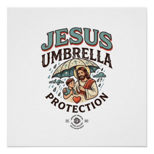 Jesus Paraplu Bescherming Jesus Paraplu Beschermin Perfect Poster