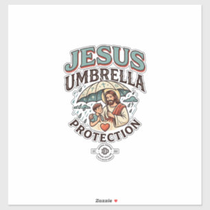 Jesus Paraplu Bescherming Jesus Paraplu Beschermin Sticker